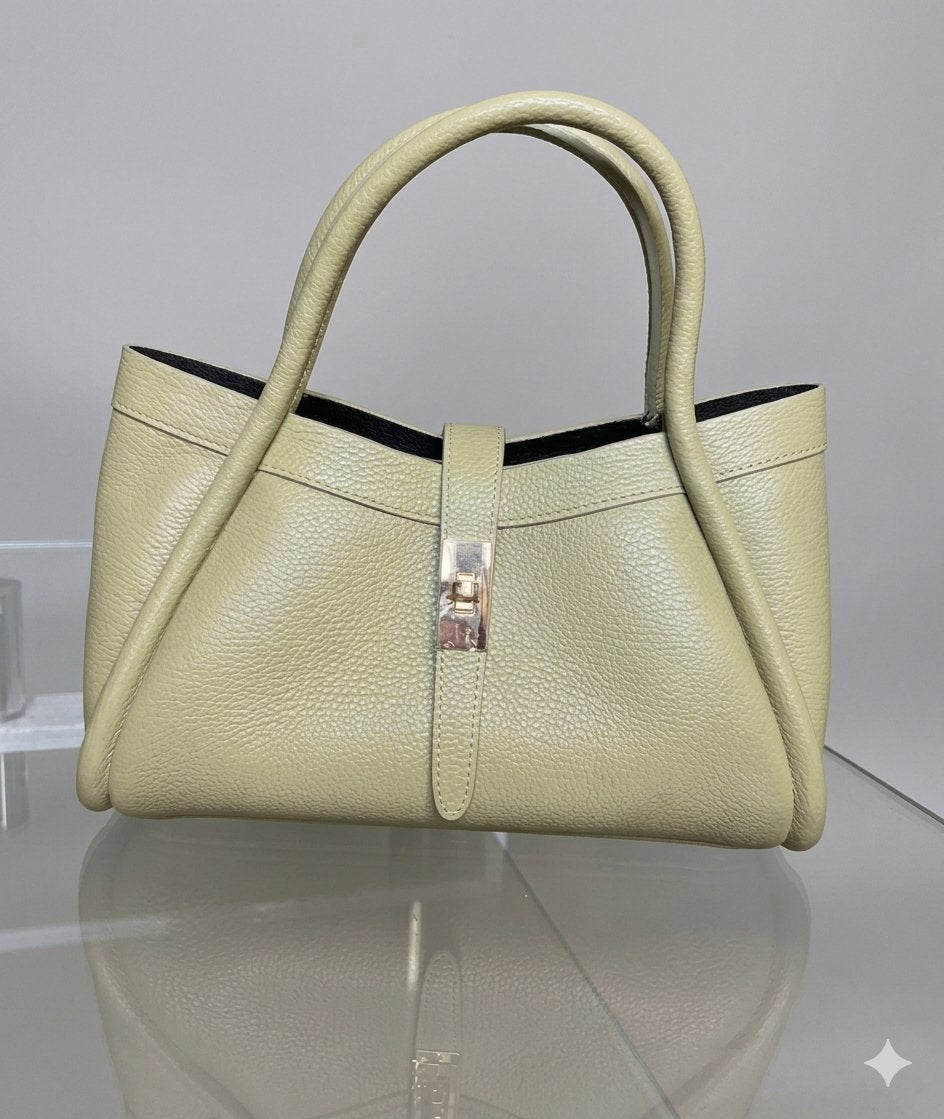 Italia Sage Green Leather Tote – Made in Italy