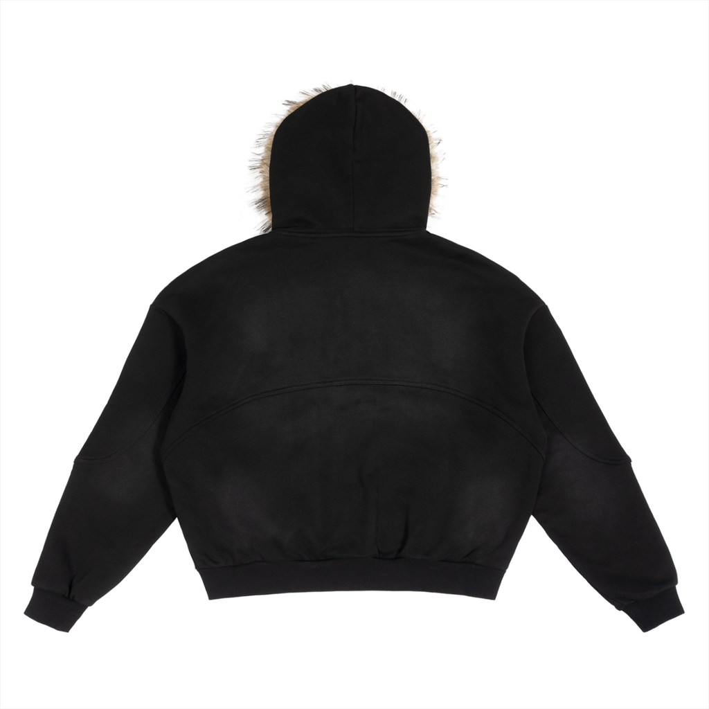 URBANPICK Signature Trimmed-Hood Zip-Up – Black
