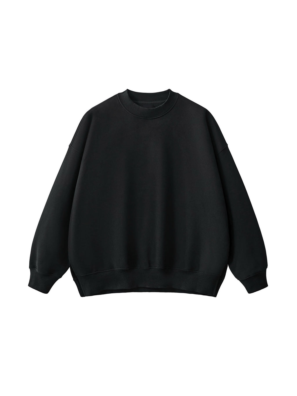 URBANPICK  FASHION Heavyweight Oversized Side-Slit Crewneck Sweatshirt – Black