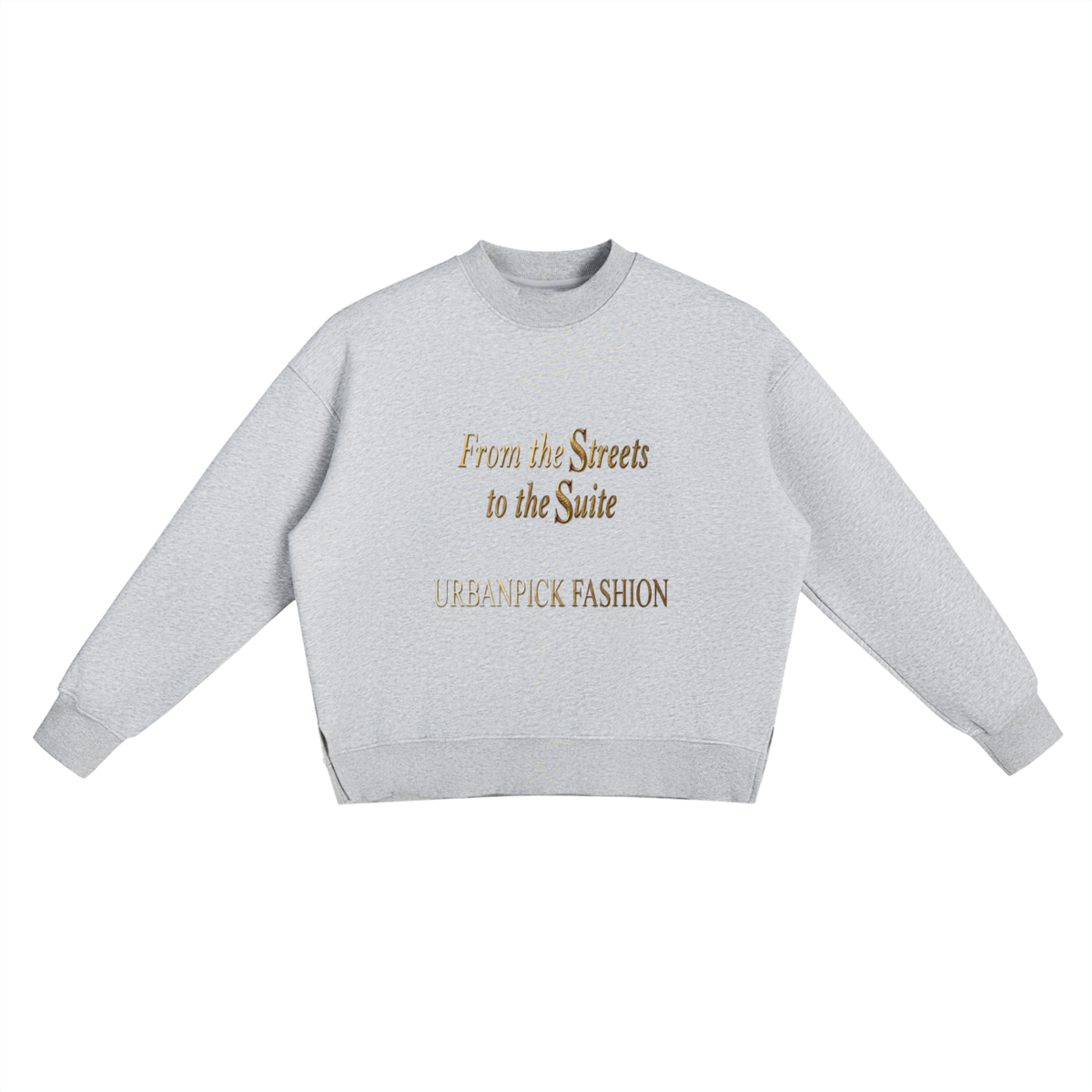 URBANPICK Signature Side-Slit Crewneck Sweatshirt – Light Gray