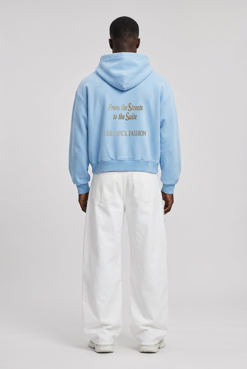 Heavy Back-Print Hoodie – blue Light