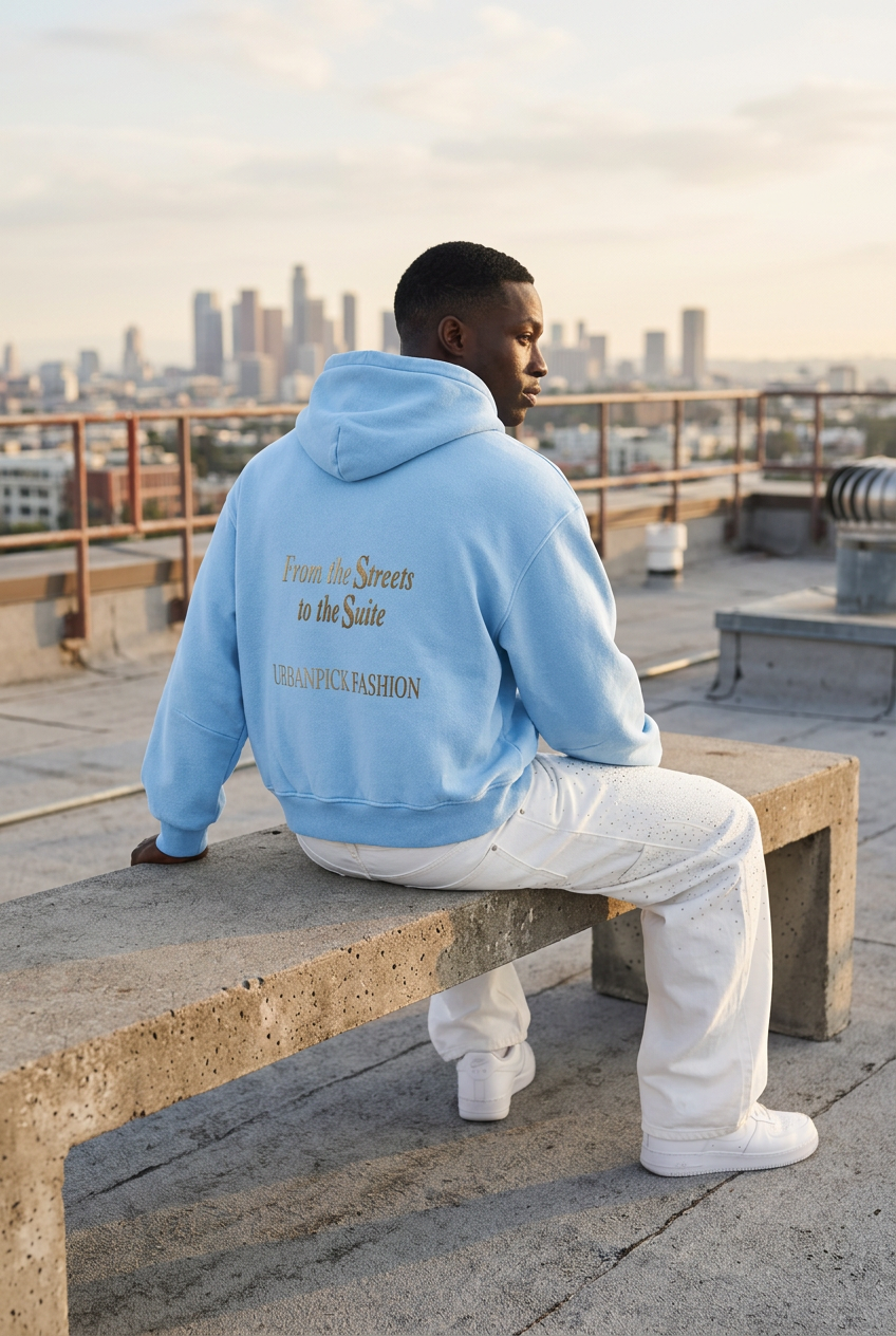 Heavy Back-Print Hoodie – blue Light