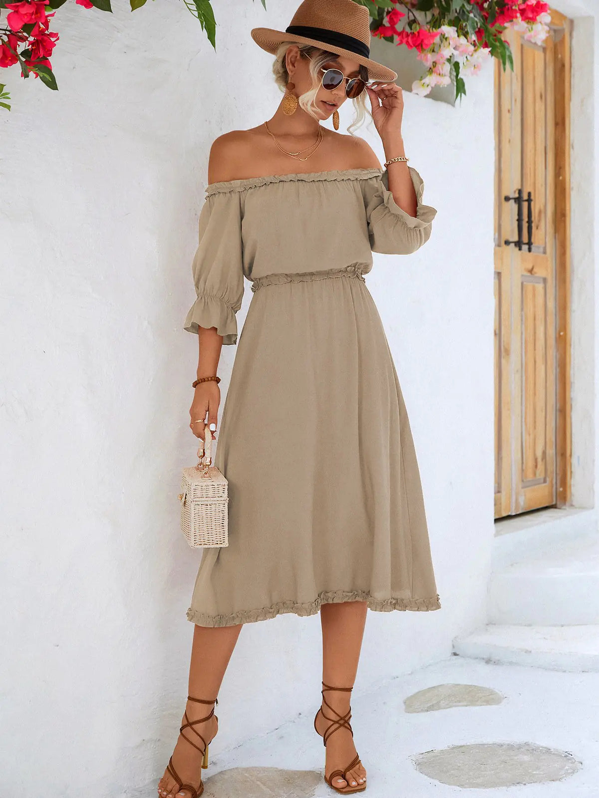 Ruffled Off-Shoulder Casual Dress for Women - URBANPICK FASHION
