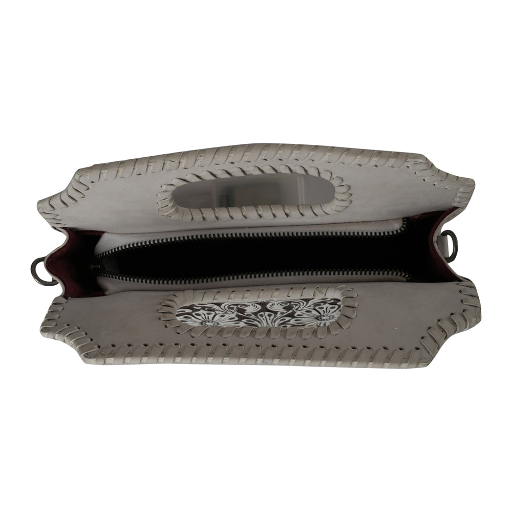 Handtooled Alma Medium Handbag - Ivory Dust - URBANPICK FASHION