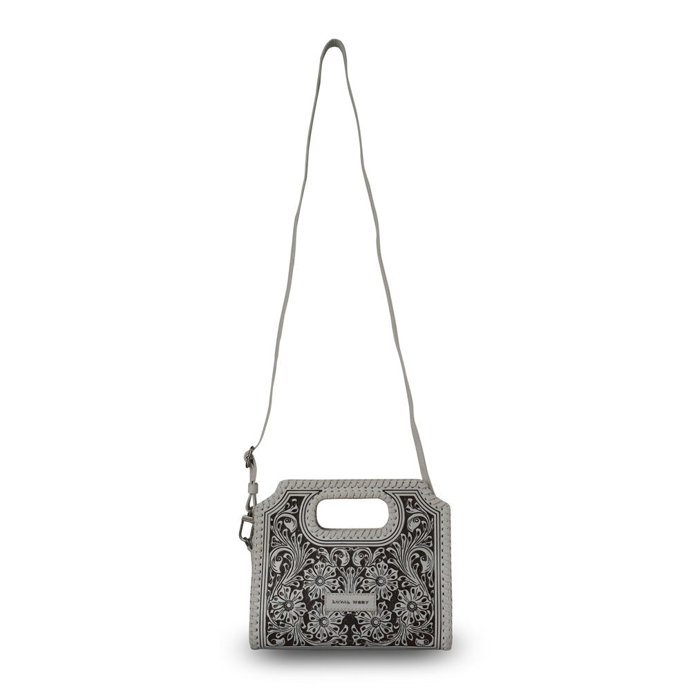 Handtooled Alma Medium Handbag - Ivory Dust - URBANPICK FASHION
