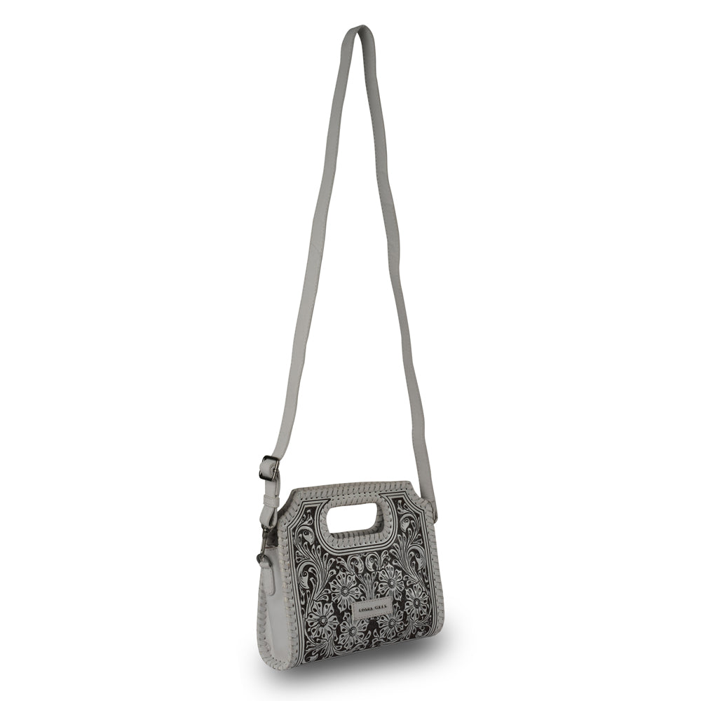 Handtooled Alma Medium Handbag - Ivory Dust - URBANPICK FASHION
