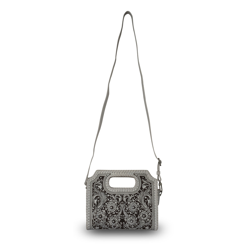 Handtooled Alma Medium Handbag - Ivory Dust - URBANPICK FASHION