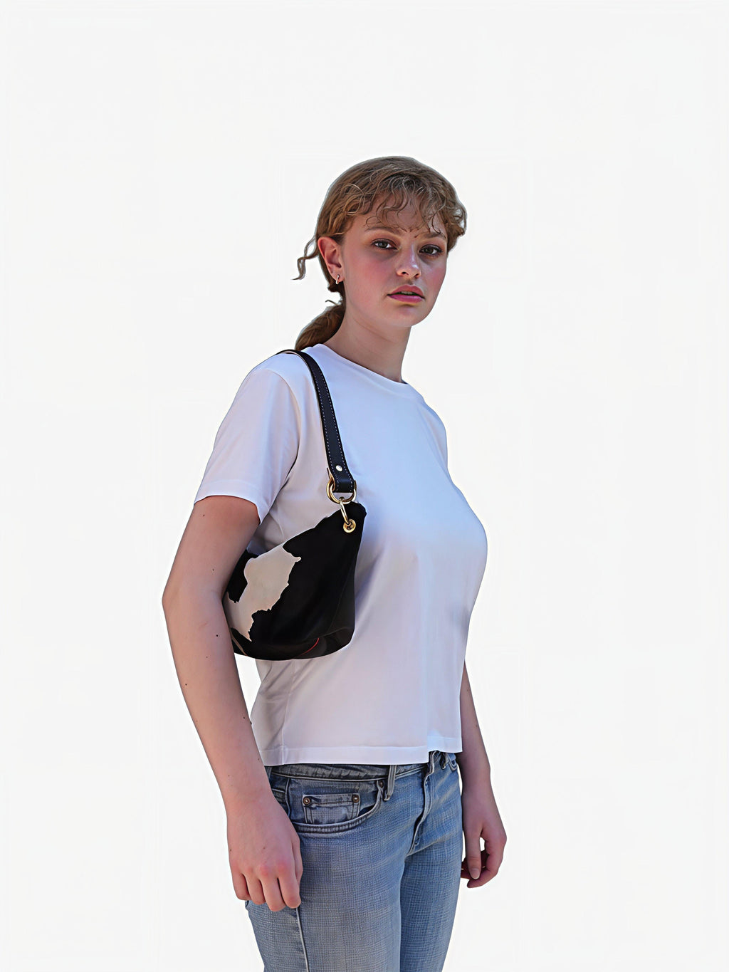 Blair Shoulder Bag, Cow Print-Black - URBANPICK FASHION