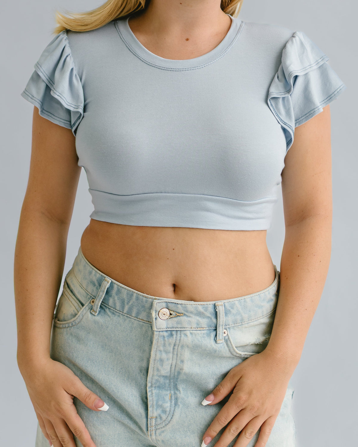 Ruffle Sleeve Halftee - URBANPICK FASHION