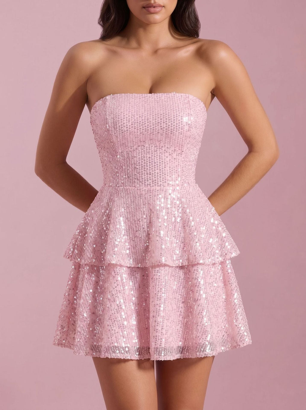 Women Clothing Sexy Sequined Jumpsuit Bow Dress Cocktail Evening Dress - URBANPICK FASHION