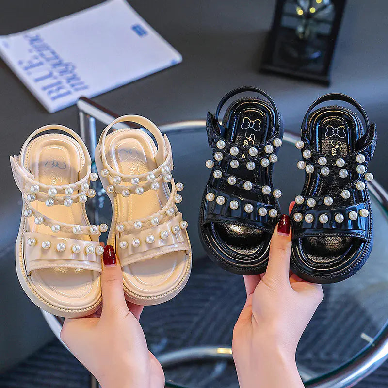 Girls' Summer Sandals with Pearls - Non-Slip Princess Shoes - URBANPICK FASHION