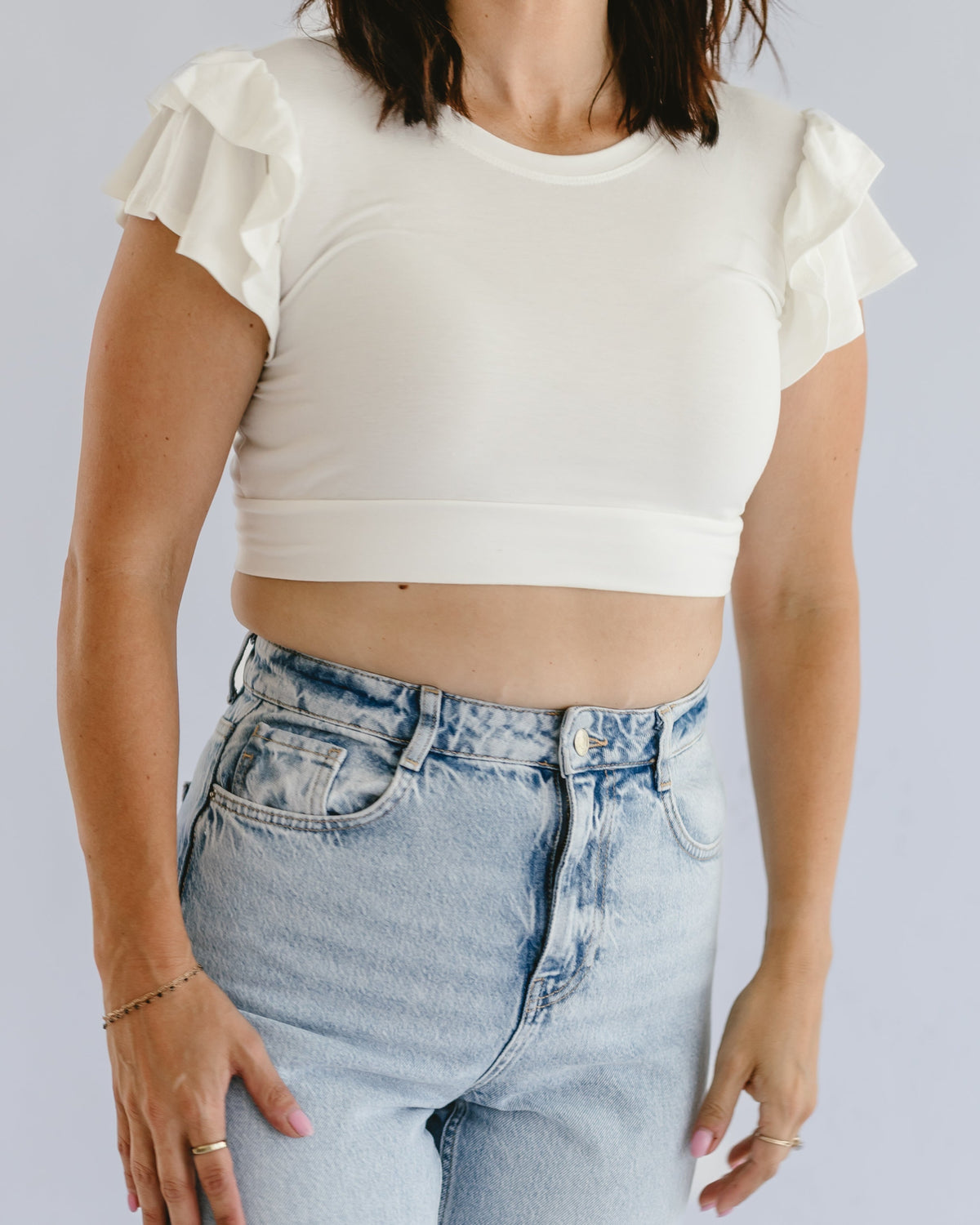 Ruffle Sleeve Halftee - URBANPICK FASHION