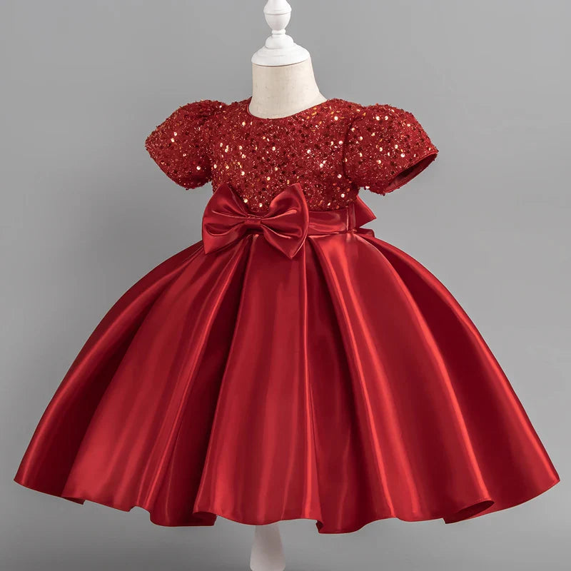 Baby Girls Christmas Dress Sequin ShortSleeve Party Dress Birthday Toddler Dress Wedding Princess Dress for Kid Girl Luxury Cown - URBANPICK FASHION