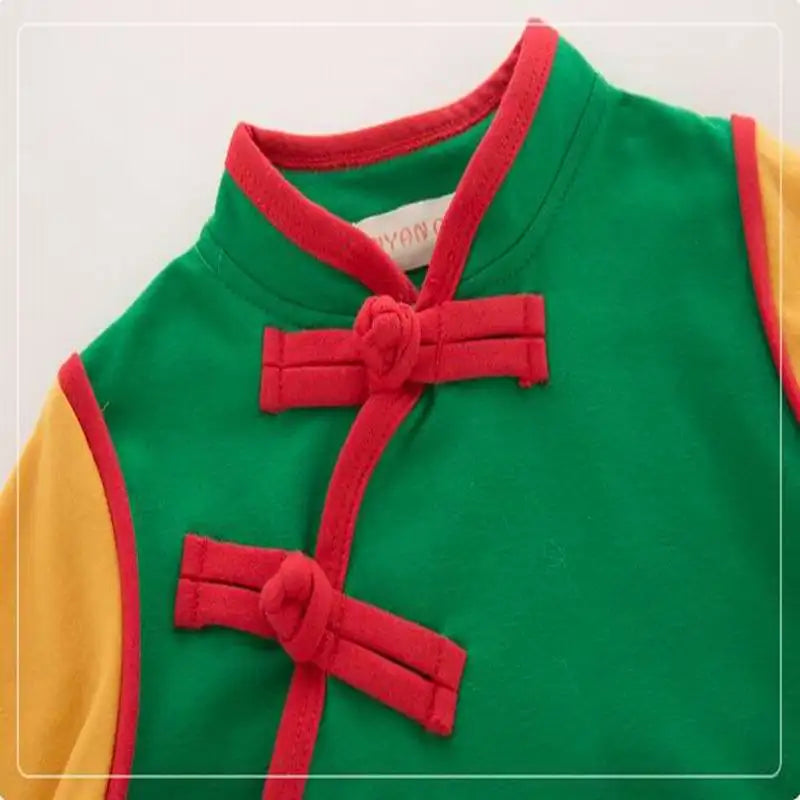 2026 Spring New Baby Boy Romper Cotton Chinese style Long Sleeve Romper Newborn Overalls Baby Clothes 0-2Y E12391 - URBANPICK FASHION