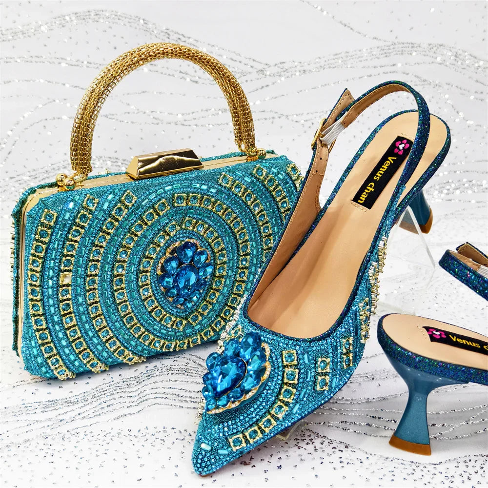 Italian Butter-fly Design Wedding Shoes with Bag Set EDS59 - URBANPICK FASHION