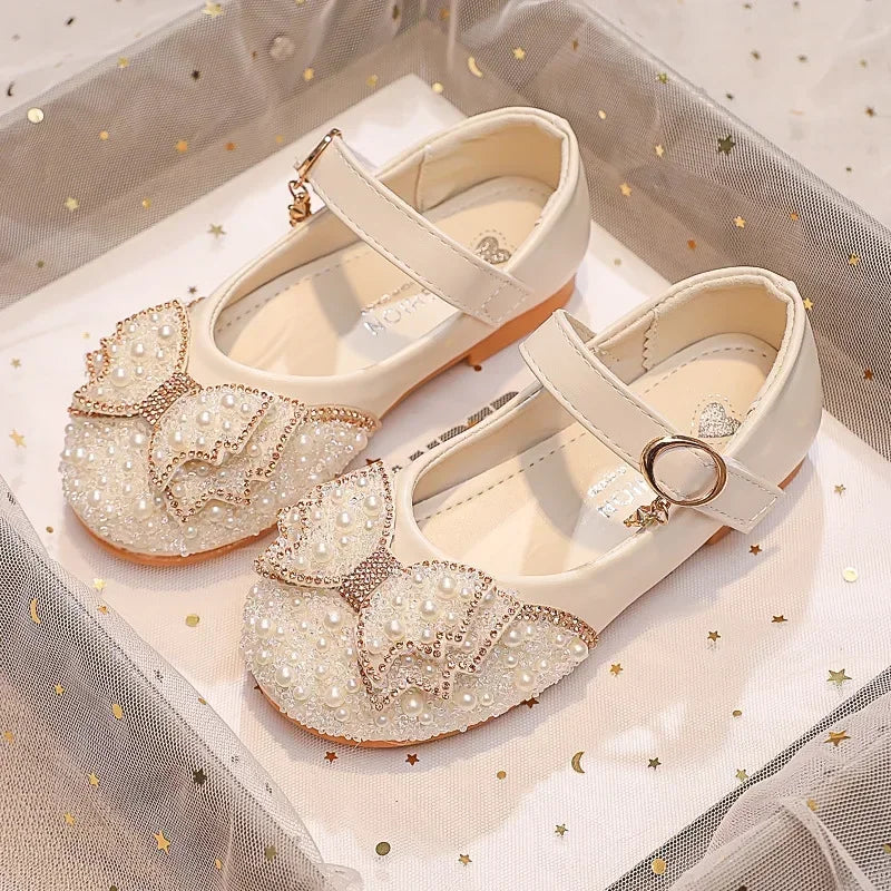 Children Princess Shoes Glitter Party Wedding Shoes for Girls Fashion Rhinestone Toddlers Ballet Flats Causal Kids Leather Shoes - URBANPICK FASHION