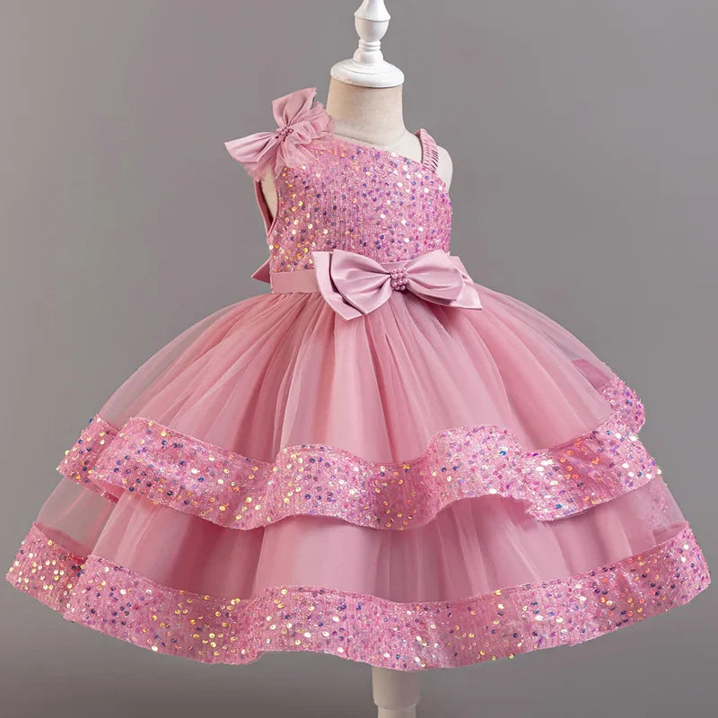 Flower Princess Sequins Baby Wedding Christmas Party Short Sleeveless Dress Birthday Party Wedding Flower Girl Sweet Cute Dress - URBANPICK FASHION