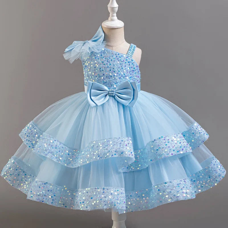 Flower Princess Sequins Baby Wedding Christmas Party Short Sleeveless Dress Birthday Party Wedding Flower Girl Sweet Cute Dress - URBANPICK FASHION