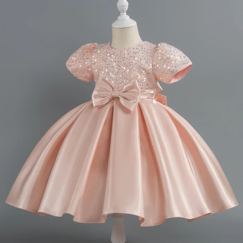 Baby Girls Christmas Dress Sequin ShortSleeve Party Dress Birthday Toddler Dress Wedding Princess Dress for Kid Girl Luxury Cown - URBANPICK FASHION