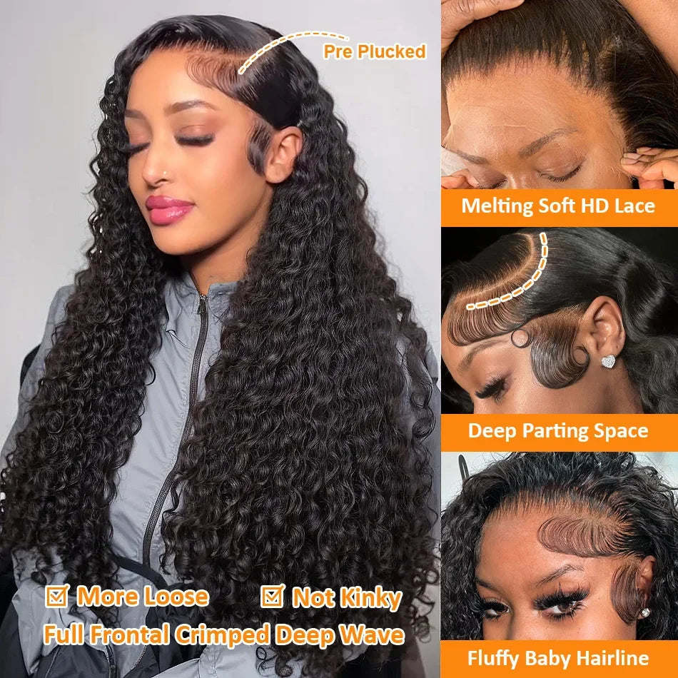 40" HD Lace Front Deep Wave Human Hair Wig (13x4 / 13x6)