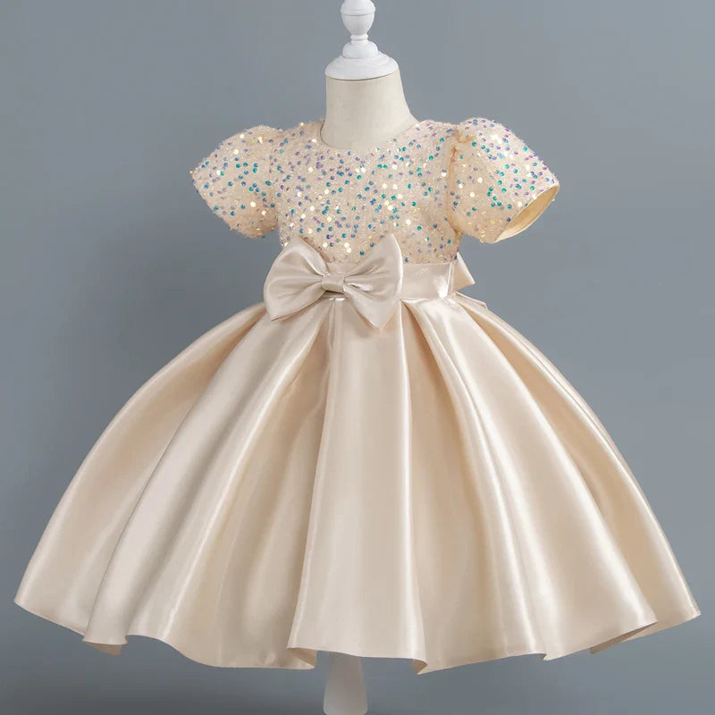 Baby Girls Christmas Dress Sequin ShortSleeve Party Dress Birthday Toddler Dress Wedding Princess Dress for Kid Girl Luxury Cown - URBANPICK FASHION