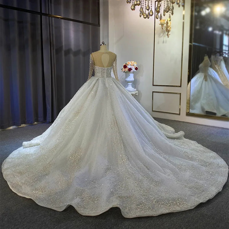 New Elegant Bridal Gowns With Pearl FSM-224T - URBANPICK FASHION