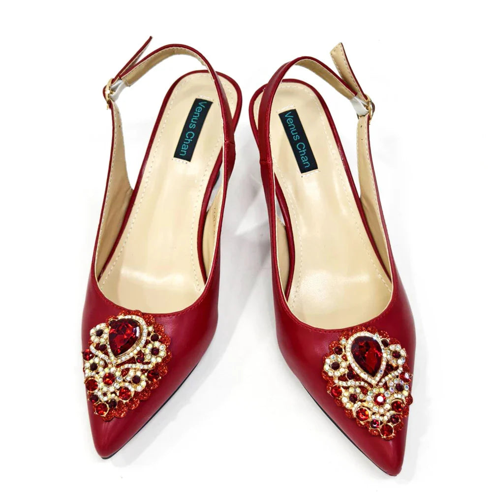 Women's Crystal Pointed High Heels Shoe Bag Set - URBANPICK FASHION