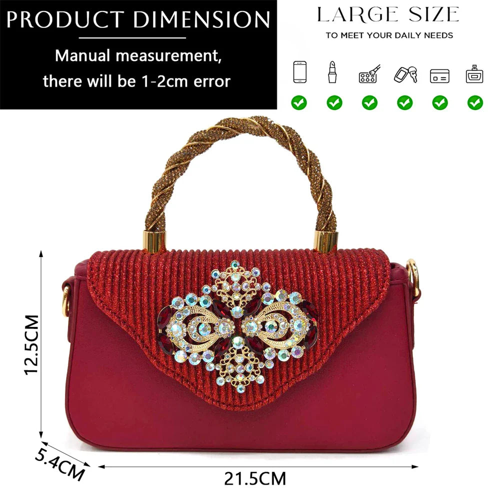 Women's Crystal Pointed High Heels Shoe Bag Set - URBANPICK FASHION