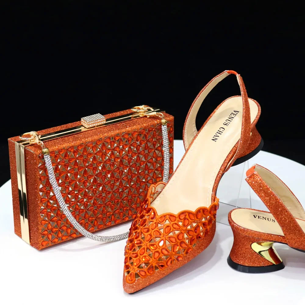 New Low Heel Pointed-Toe Shoes and Bags Set - URBANPICK FASHION