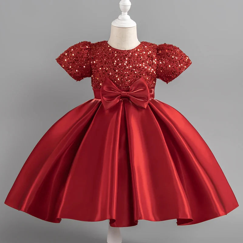 Baby Girls Christmas Dress Sequin ShortSleeve Party Dress Birthday Toddler Dress Wedding Princess Dress for Kid Girl Luxury Cown - URBANPICK FASHION