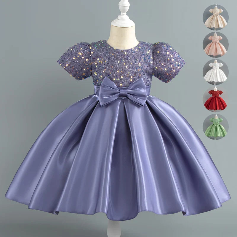 Baby Girls Christmas Dress Sequin ShortSleeve Party Dress Birthday Toddler Dress Wedding Princess Dress for Kid Girl Luxury Cown - URBANPICK FASHION