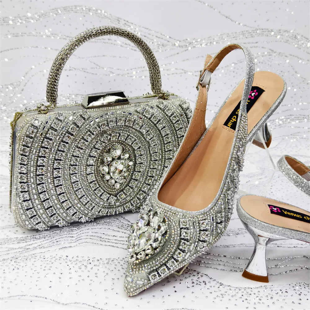 Italian Butter-fly Design Wedding Shoes with Bag Set EDS59 - URBANPICK FASHION