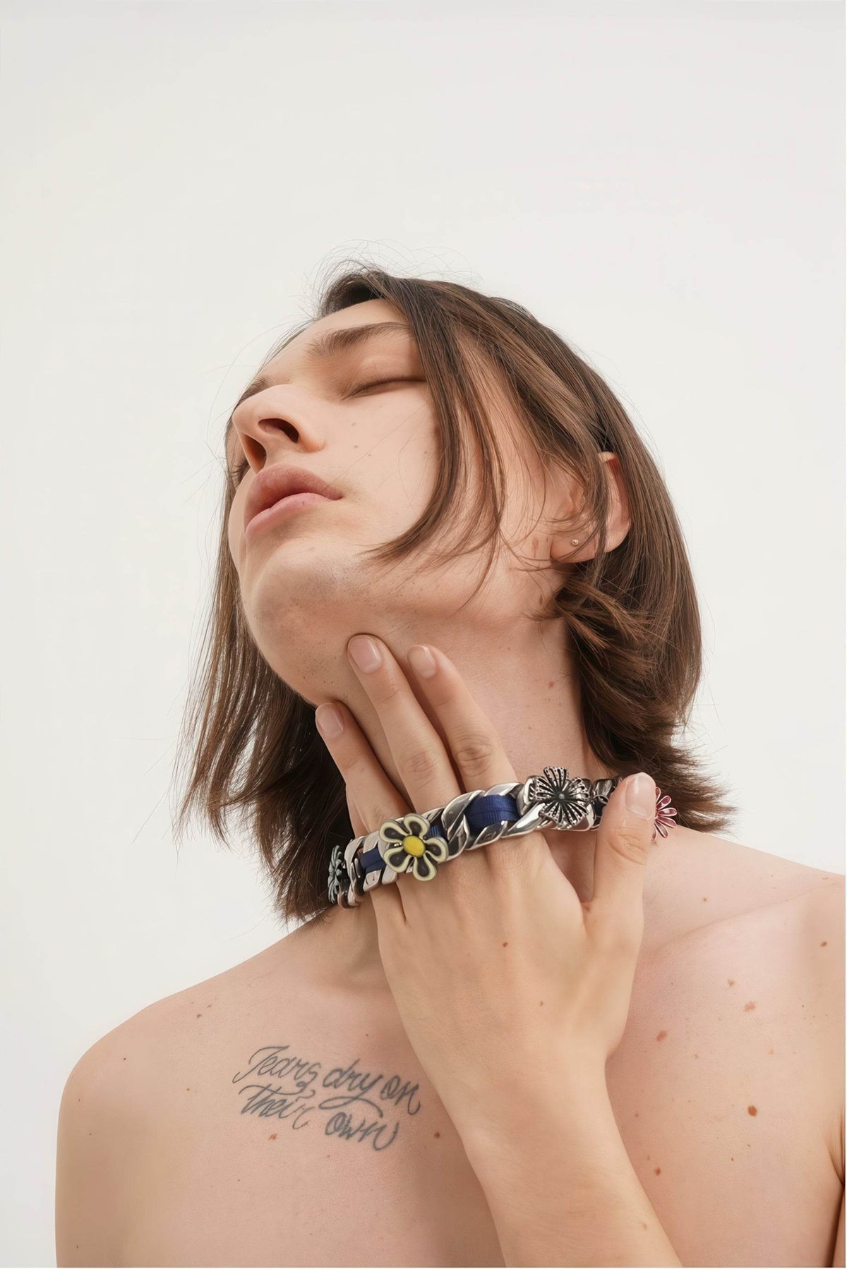 Satin Floral Cuban Chain - Unisex Ribbon Necklace Statement Piece - URBANPICK FASHION