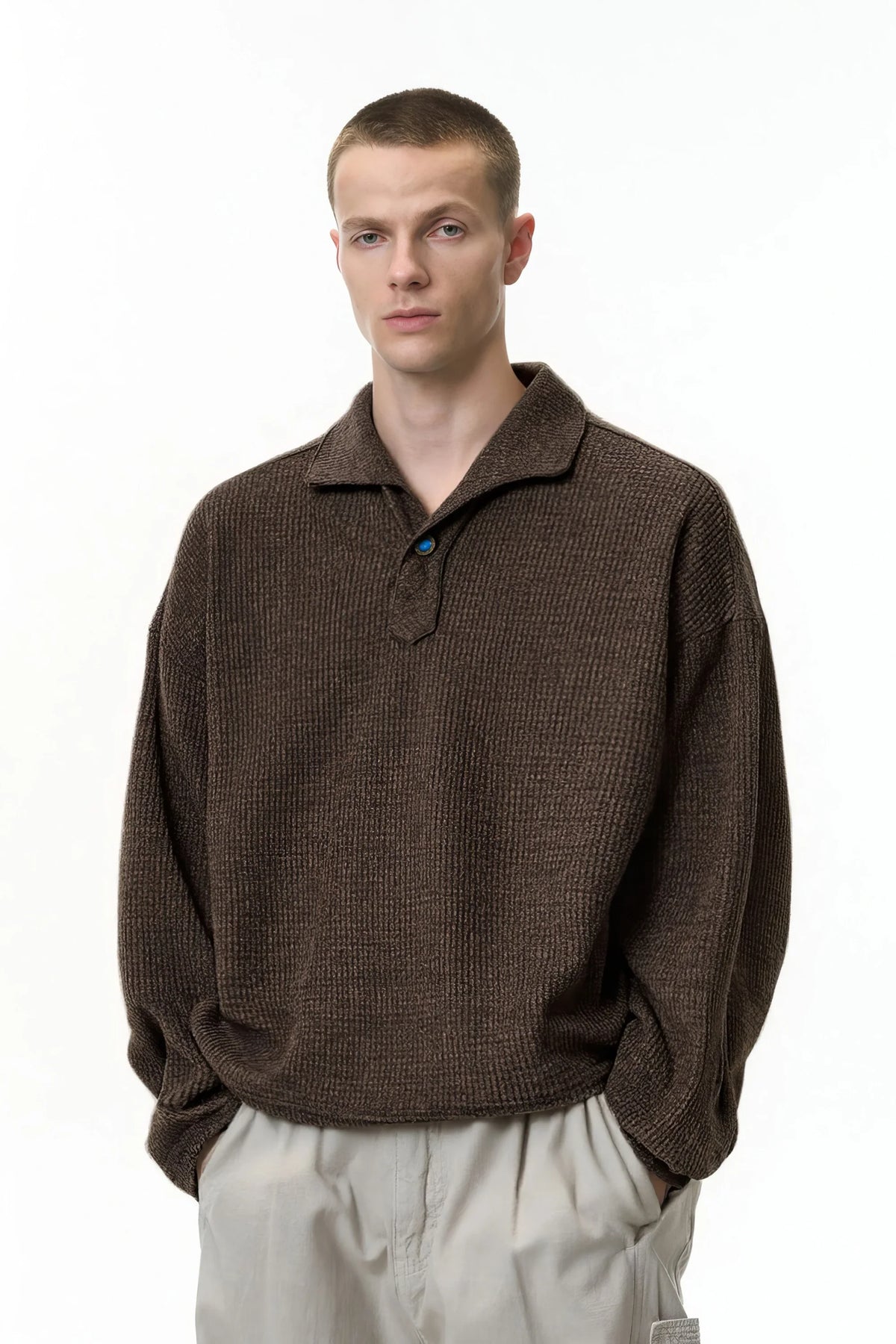 Vintage Italian Polo Shirt - Long Sleeve, Loose Fit, Classic Collared - URBANPICK FASHION