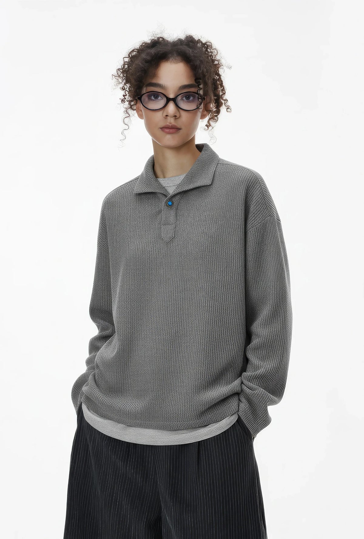 Vintage Italian Polo Shirt - Long Sleeve, Loose Fit, Classic Collared - URBANPICK FASHION