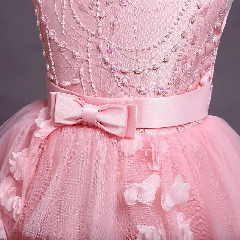 New Year Christmas Party Embroidered Sticker Tailcoat Flower Girl Part Dress - URBANPICK FASHION