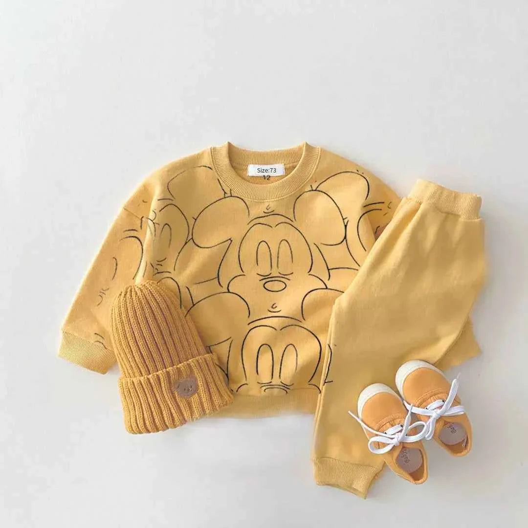 New Designer Cartoon Clothing  Tracksuit Baby Boy Summer Printed Clothes T-shirt+shorts Baby Girl Casual Solid Color Sets - URBANPICK FASHION