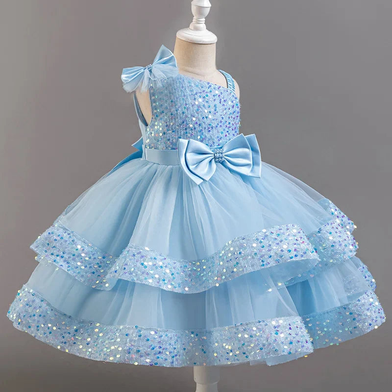 Flower Princess Sequins Baby Wedding Christmas Party Short Sleeveless Dress Birthday Party Wedding Flower Girl Sweet Cute Dress - URBANPICK FASHION