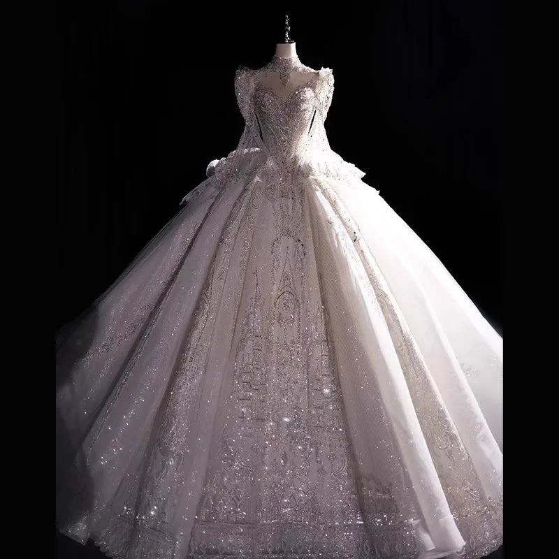 White Long Sleeved High-end Wedding Dress EDW2309 - URBANPICK FASHION