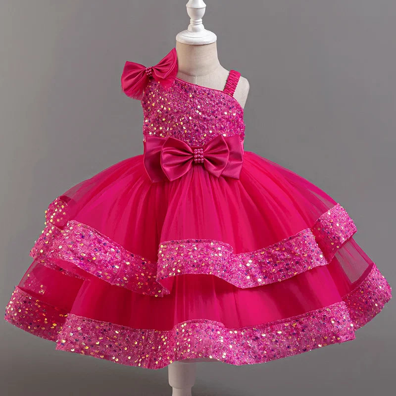 Flower Princess Sequins Baby Wedding Christmas Party Short Sleeveless Dress Birthday Party Wedding Flower Girl Sweet Cute Dress - URBANPICK FASHION