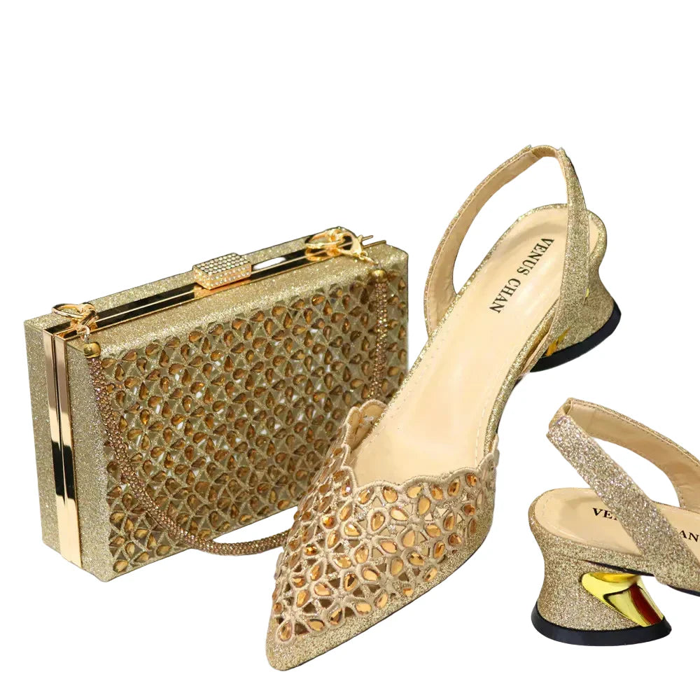 New Low Heel Pointed-Toe Shoes and Bags Set - URBANPICK FASHION
