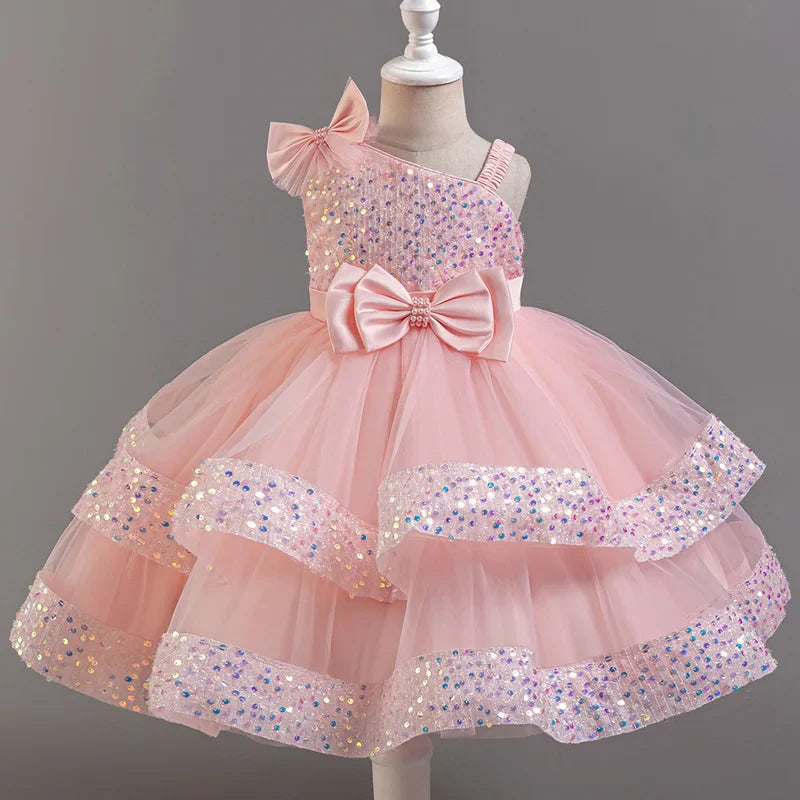 Flower Princess Sequins Baby Wedding Christmas Party Short Sleeveless Dress Birthday Party Wedding Flower Girl Sweet Cute Dress - URBANPICK FASHION