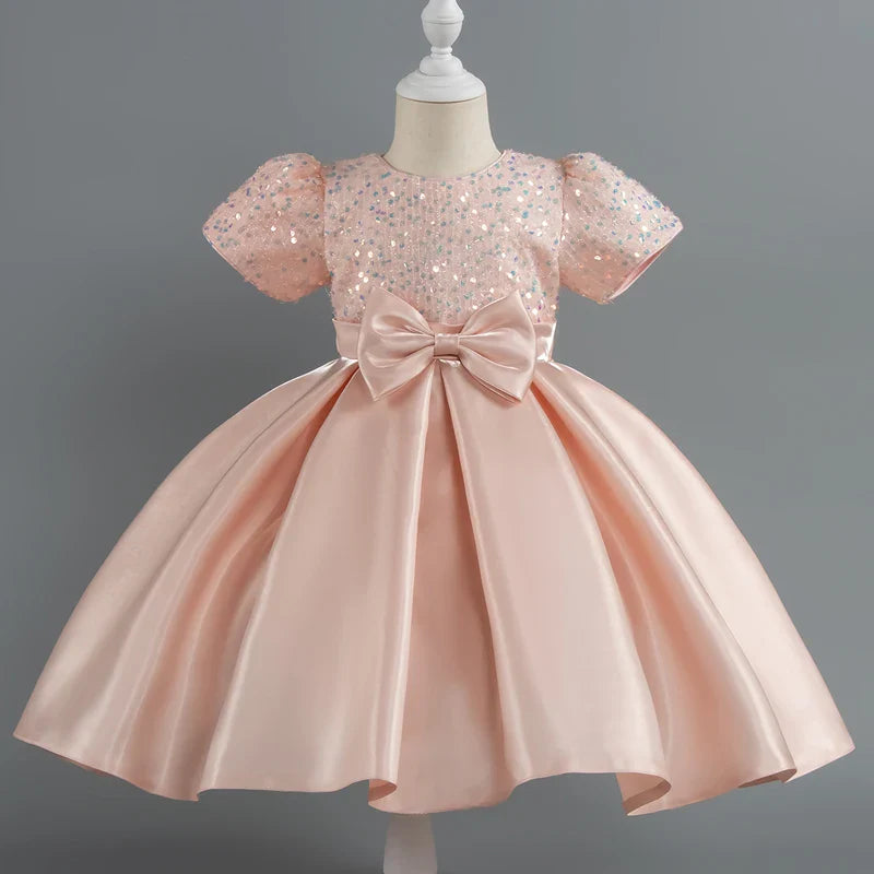 Baby Girls Christmas Dress Sequin ShortSleeve Party Dress Birthday Toddler Dress Wedding Princess Dress for Kid Girl Luxury Cown - URBANPICK FASHION