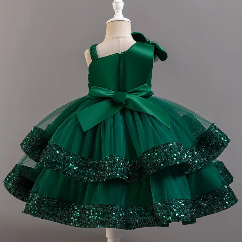 Flower Princess Sequins Baby Wedding Christmas Party Short Sleeveless Dress Birthday Party Wedding Flower Girl Sweet Cute Dress - URBANPICK FASHION