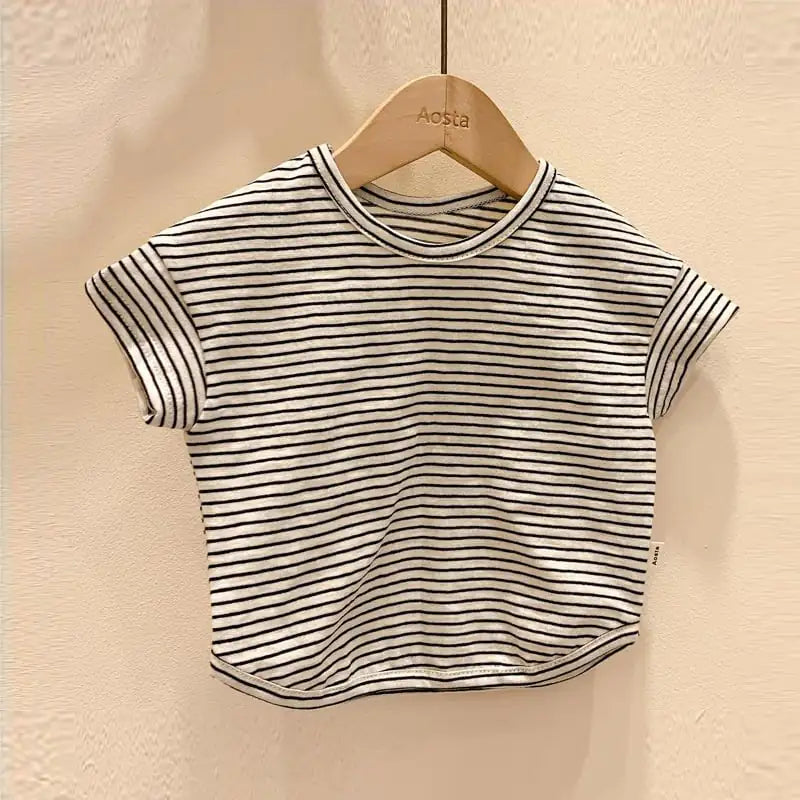 Striped Short Sleeve T-Shirt for Baby Boys and Girls - URBANPICK FASHION