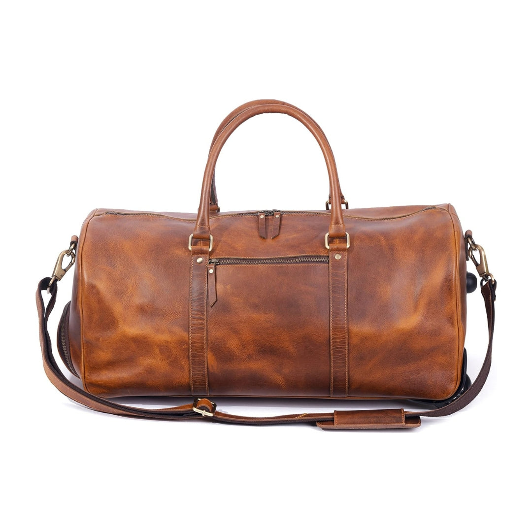 Tan Leather Trolley Bag 44L - URBANPICK FASHION