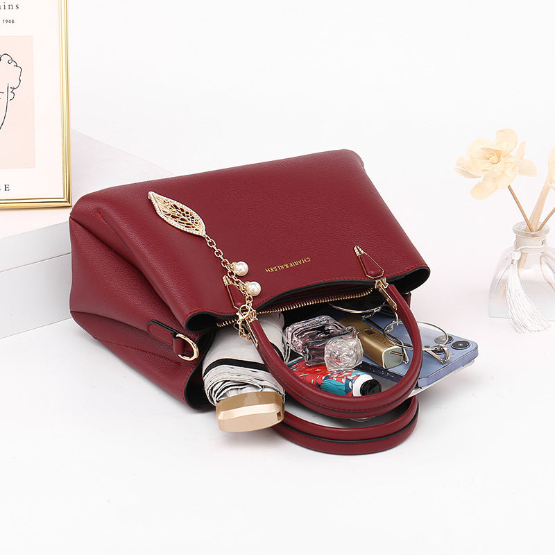 Top-Handle Leather Handbag - URBANPICK FASHION