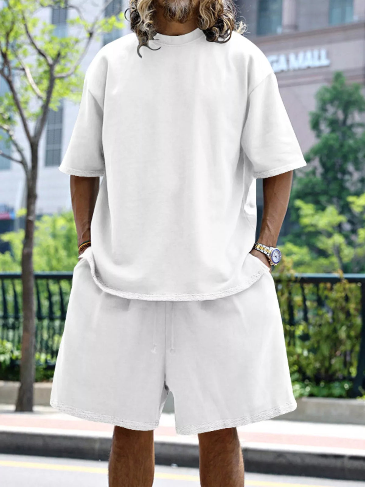 Men's Full Size Relaxed Fit T-Shirt & Shorts Set Plus Size - URBANPICK FASHION