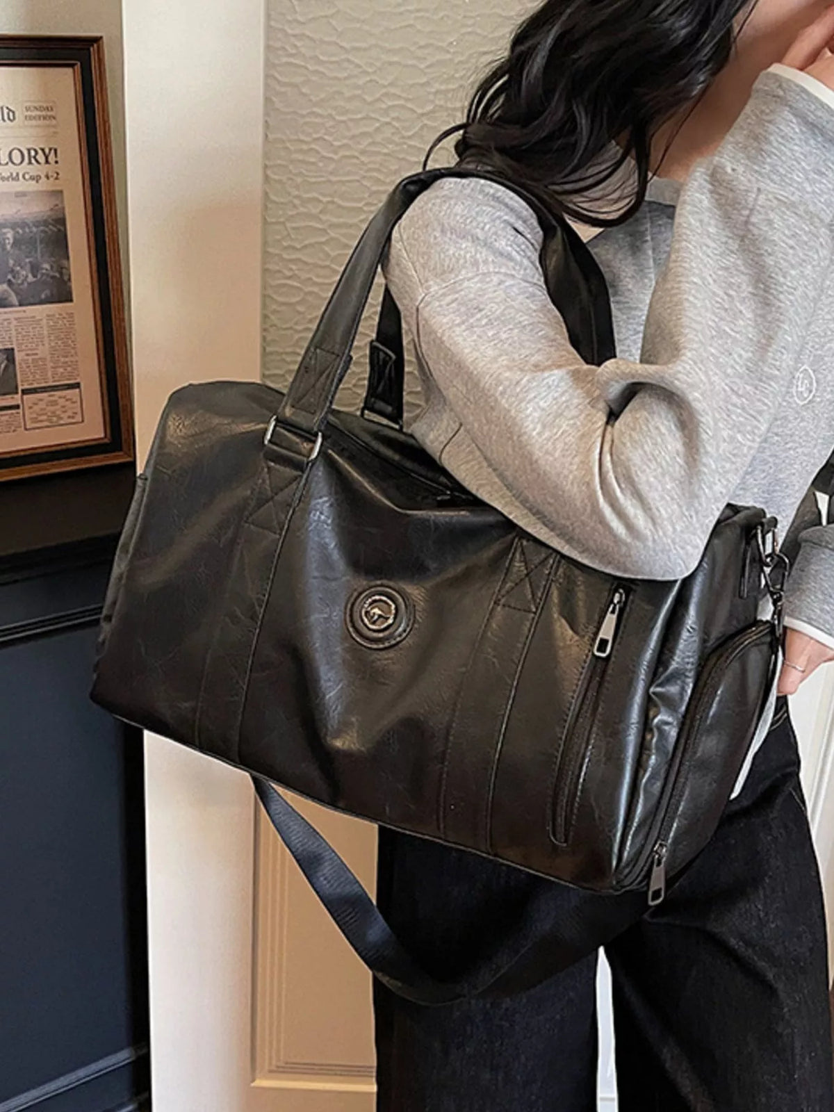 PU Leather Duffel Bag - URBANPICK FASHION