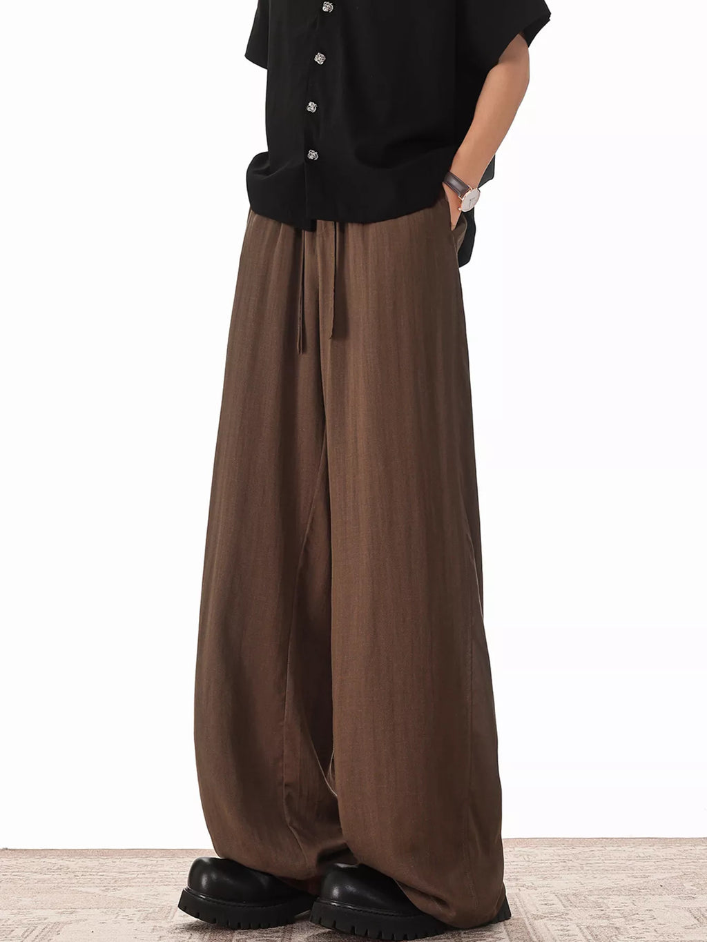 Men's Plus Size Wide Leg Drawstring Pants - URBANPICK FASHION